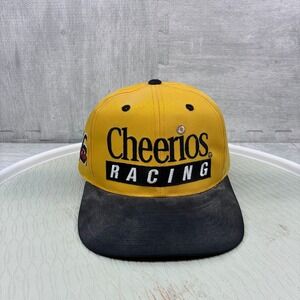 Vintage Cheerios Racing Hat Cap Snapback Yellow NASCAR Racing Johnny Benson